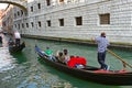 Gondolas on the Rio di Palazzo, Under the Bridge of Sighs, Venice, Italy Royalty Free Stock Photo