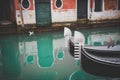 Gondolas's embelish in a canal in Venice, Italy