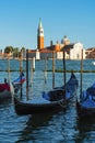 Gondolas and San Giorgio Maggiore Island, Venice, Italy Royalty Free Stock Photo