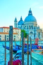 Gondolas and Santa Maria della Salute church Royalty Free Stock Photo