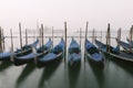 Gondolas at their moorings in Venice, Veneto, Italy, Europe