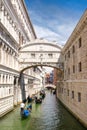 Gondolas under the Bridge of Sighs in Venice, Italy Royalty Free Stock Photo