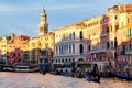 Gondolas and vaporetti on the Grand Canal in Venice
