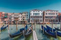 Gondolas and Venetian houses by the Grand Canal of Venice, Italy Royalty Free Stock Photo