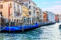 Gondolas of Venice in the Grand Canal, Italy Royalty Free Stock Photo