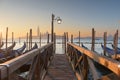 Gondolas in Venice, Italy at dawn on the Grand Canal Royalty Free Stock Photo