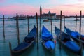 Gondolas in Venice, Italy, at dusk Royalty Free Stock Photo