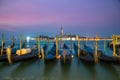 Gondolas in Venice Italy Sea at night Italy City. Royalty Free Stock Photo