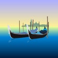 Gondolas in Venice Italy, vector illustration