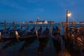 Gondolas in Venice night view from San Marco square in Italy Royalty Free Stock Photo