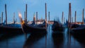 Gondolas in Venice night view from San Marco square in Italy Royalty Free Stock Photo
