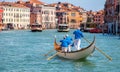 Gondolier gondola on Grand canal Venice italy Royalty Free Stock Photo