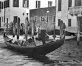 Gondolier on the grand canal, Venice Black and White