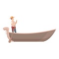 Gondolier guide icon cartoon vector. Venice gondola Royalty Free Stock Photo