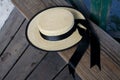 Gondolier Hat on Bench Royalty Free Stock Photo