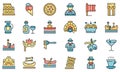 Gondolier icons set line color vector