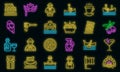 Gondolier icons set vector neon