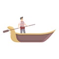 Gondolier man icon cartoon vector. Venice gondola Royalty Free Stock Photo
