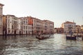 A gondolier rowing his Gondola on the famous Grand Canal, Venice, Italy Royalty Free Stock Photo