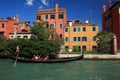 Gondolier using his paddle