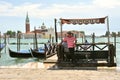 Gondolier waiting for clients in Venice , Italy Royalty Free Stock Photo