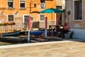 Gondolier waiting for tourists at canal Royalty Free Stock Photo