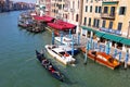 Gondoliers and Gondola boats on Venetian canals in Venice, Italy Royalty Free Stock Photo