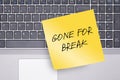 Gone for Break Note on Keyboard Royalty Free Stock Photo