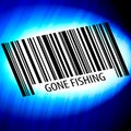 gone fishing - barcode with blue Background