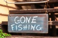 Gone fishing sign Royalty Free Stock Photo