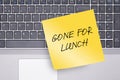 Gone for Lunch Note on Keyboard