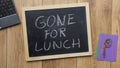 Gone for lunch written Royalty Free Stock Photo