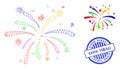 Gone Viral! Distress Seal Stamp and Web Net Virus Festive Vector Icon