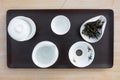 Gong Fu Cha tea set from a top view