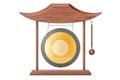 Gong hanging in a frame, 3D rendering Royalty Free Stock Photo