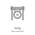 gong icon vector from music instruments collection. Thin line gong outline icon vector illustration. Linear symbol for use on web