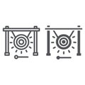 Gong line and glyph icon, music and sound, chinese instrument sign, vector graphics, a linear pattern on a white