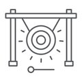 Gong thin line icon, music and sound, chinese instrument sign, vector graphics, a linear pattern on a white background.