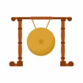 Gong vector flat icon. Traditional Indonesian metallophones Gamelan instrument called Gong or Kempul. It is an East and