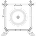 Gong Vector. Percussion Instrument Isolated Illustration On White Background.