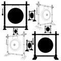 Gong Vector. Percussion Instrument Isolated Illustration On White Background.