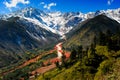 Gongga glacier and red stone beach Royalty Free Stock Photo