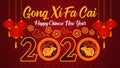 Happy Chinese New Year Greeting Gong Xi Fa Cai Means Good Fortune 2020 Year Of The Rat With Red And Gold Colors Lettering Royalty Free Stock Photo