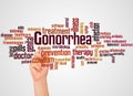 Gonorrhea word cloud and hand with marker concept