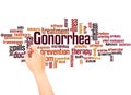 Gonorrhea word cloud and hand writing concept