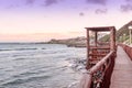 Gonubie beach boardwalk at sunset. Beautiful sunset seascape background