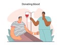 Good action or deed. Empathy and help for people in need. Blood donation