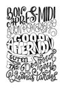 Good afternoon hand drawn lettering in different languages.