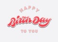 Happy birthday to you vintage hand lettering typography celebrating card design