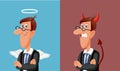 Good Angel Boss Versus Evil Demon Boss Vector Cartoon